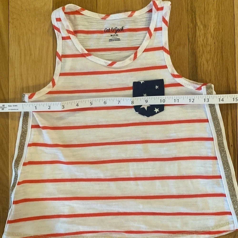 Cat & Jack Striped Red White & Blue Tank M (7/8)